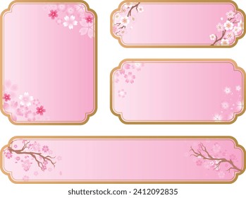 Spring cherry blossoms beautiful decorative frame set