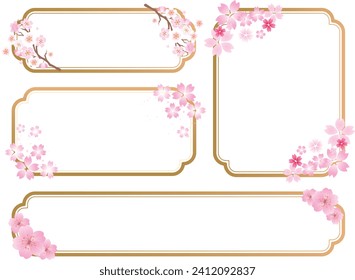 Spring cherry blossoms beautiful decorative frame set