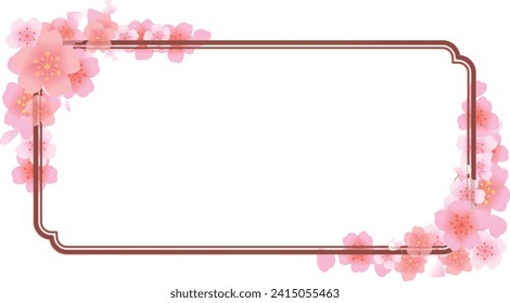 Spring cherry blossoms beautiful decorative frame set