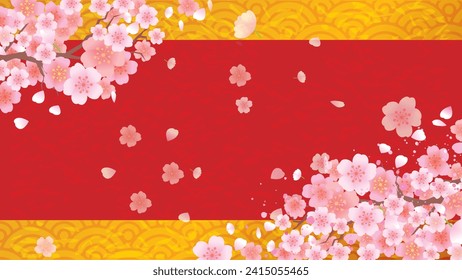 Spring cherry blossoms beautiful decorative frame set