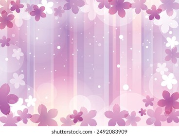 Spring with cherry blossoms falling, purple background image