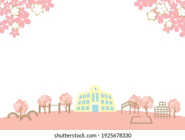 Spring cherry blossoms Japanese school entrance ceremony