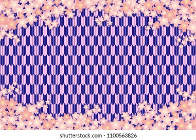 Spring cherry blossoms and traditional Japanese patterns