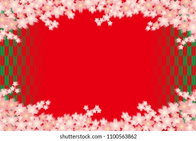 Spring cherry blossoms and traditional Japanese patterns