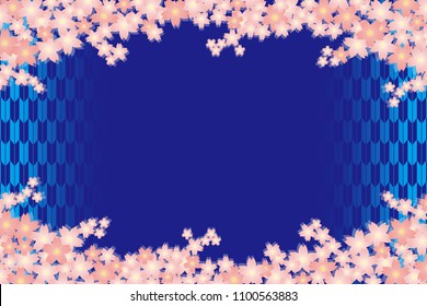 Spring cherry blossoms and traditional Japanese patterns