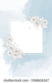 Spring cherry blossoms watercolor frame 