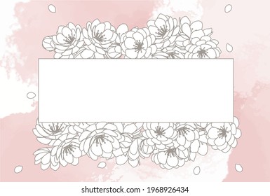Spring cherry blossoms watercolor frame 