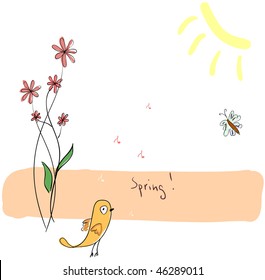 Spring childlike illustration