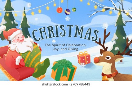 La primavera de Navidades Adornos Elementos, saludo de vacaciones, feliz Navidad, feliz año nuevo, fondo festivo de invierno,