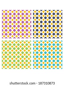 Spring Circle and Diamond Pattern Set - Vector