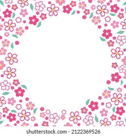 Spring circle frame with flower cherry japones style