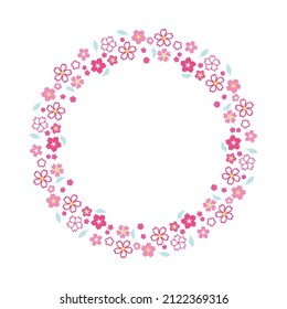 Spring circle frame with  flower sakura japones style