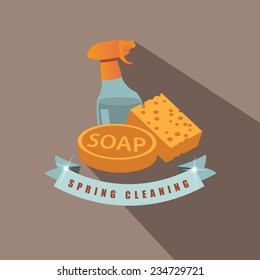 Spring cleaning flat design EPS 10 vector stock illustration