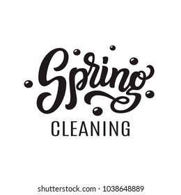 Spring cleaning. Hand drawn lettering. Vector typography