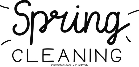 Spring cleaning hand drawn Lettering. Vector handwritting springtime poster.