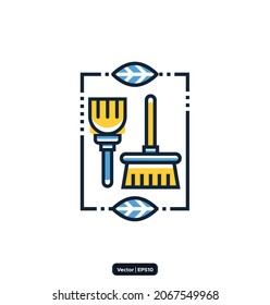 Spring Cleaning icon. Disinfection and Cleaning Related Vector Icons. Collection of linear simple web icons such as cleaner, disinfection, cleaning, washing, and others. vector eps10