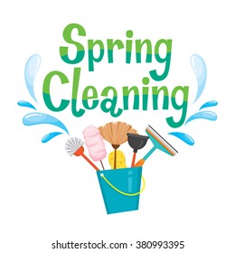Spring Cleaning Letter Decorating And Equipment, Housework, Appliance, Domestic Tools, Season