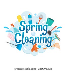 Spring Cleaning Letter Decorating And Equipment, Housework, Appliance, Domestic Tools, Season