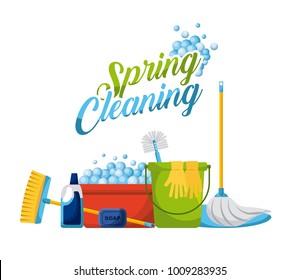 Spring Cleaning Products And Accessories Icons