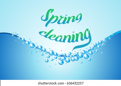 Spring cleaning realistic soap foam bubbles vector illustration for use  on cards, in printing, posters, invitations, web design and other purposes.