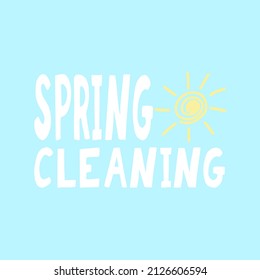 Spring cleaning text. Hand drawn lettering. Poster, banner template. 