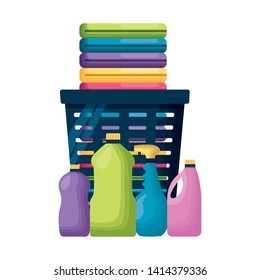 spring cleaning tools laundry detergent vector illustration