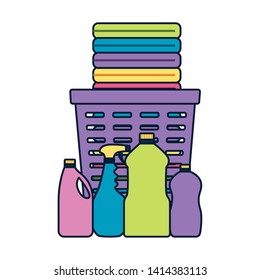 spring cleaning tools laundry detergent vector illustration