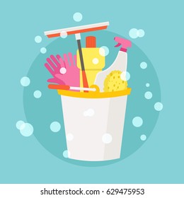 Spring Cleaning vector flat design royalty free stock illustration. EPS 10