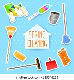 Spring cleaning, vector illustration 