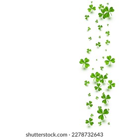 Spring Clover Fly Vector White Background. Malachite Leaf Isolated Backdrop. Summer Leaves Pattern. Green Foliage Saint Patrick Design.