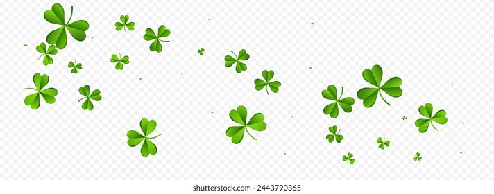 Spring Clover Minimal Vector Transparent Panoramic Background. Bright Leaves Stream Wallpaper. Botanical Leaf Pattern. Malachite Foliage Holiday Design.