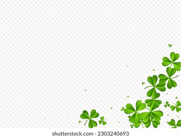 Spring Clover Stream Vector Transparent Background. Olive color Shamrock Minimal Backdrop. Air Foliage Template. Malachite Leaves Isolated Wallpaper.