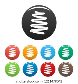 Spring coil icons set 9 color vector isolated on white for any design