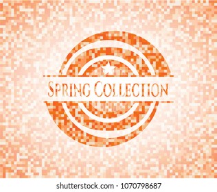 Spring Collection abstract orange mosaic emblem
