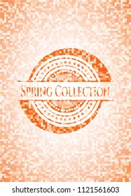 Spring Collection abstract orange mosaic emblem with background