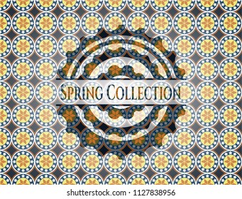 Spring Collection arabic badge background. Arabesque decoration.