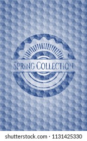 Spring Collection blue polygonal emblem.