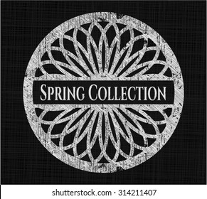 Spring Collection chalk emblem written on a blackboard