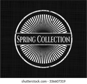 Spring Collection chalkboard emblem written on a blackboard