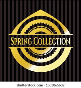 Spring Collection gold shiny badge. Vector Illustration. Detailed.