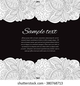 Spring collection line of design. Invitation. Post card. Vector illustration. Black and white version.