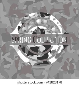 Spring Collection on grey camouflage texture