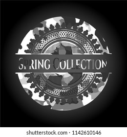 Spring Collection on grey camouflaged pattern