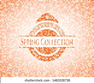 Spring Collection orange mosaic emblem with background