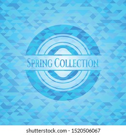 Spring Collection realistic sky blue mosaic emblem