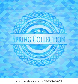 Colección Primavera emblema de mosaico azul cielo realista