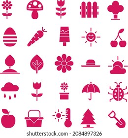 Spring collection red flat icon set vector