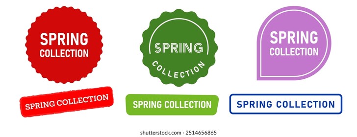 Spring collection special offer sale promotion season event commercial ads colorful stamp badge sign design set collection