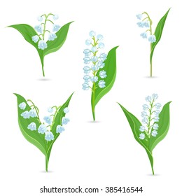 Spring collection of tiny bouquets of Lily Of The Valley for your design