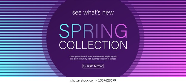 Spring Collection Vector Banner with Abstract Background.